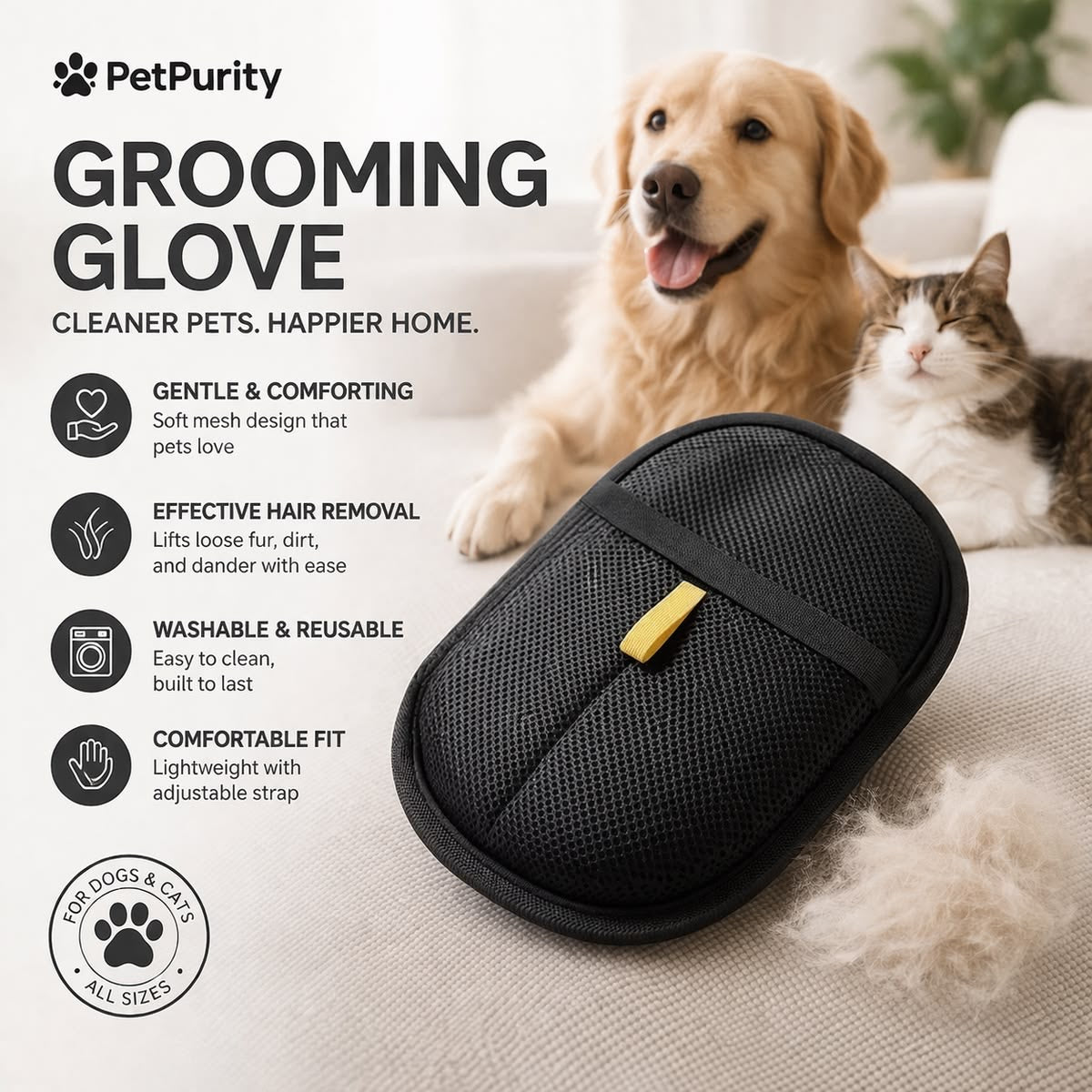 🐾 Ultimate Pet Hair & Lint Remover Mitt | Reusable Couch & Carpet Cleaner